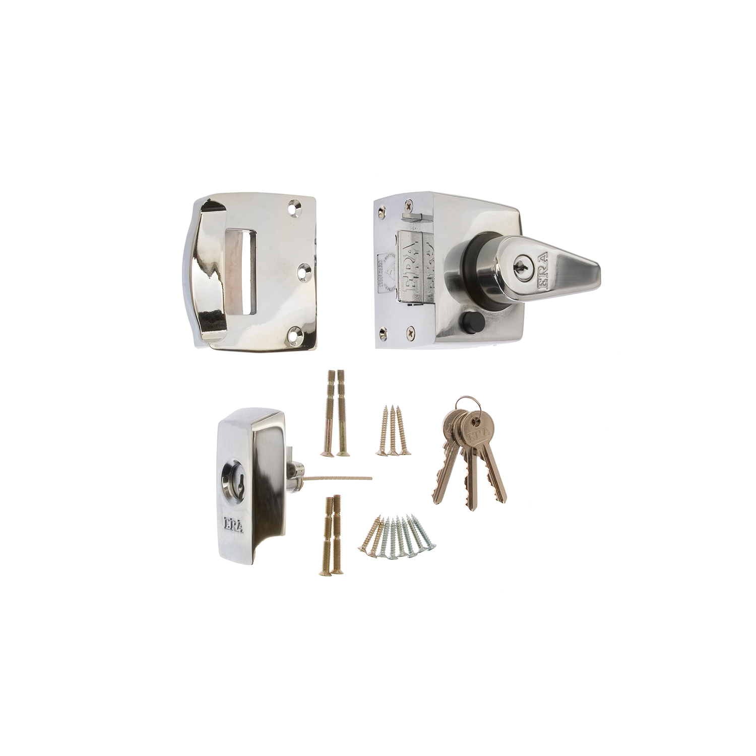 Era 1730-40-1 British Standard Keyless Egress Nightlatch Door Lock 60mm  Satin Nickel